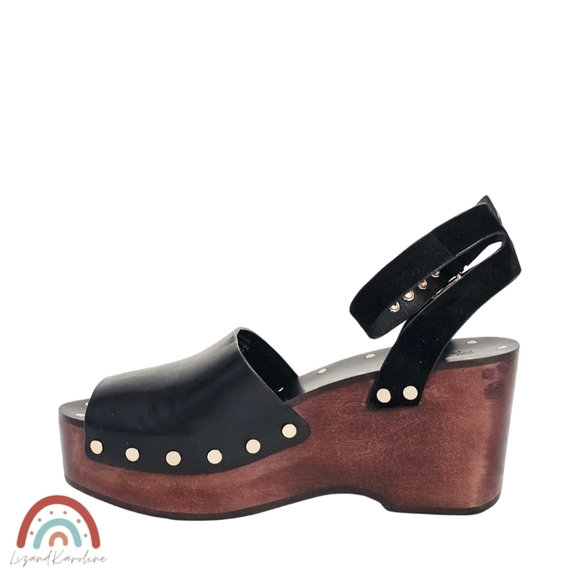 New! Madewell The Anouk Platform Clog Leather Chunky Wedge Heel Sandal - Picture 6 of 16